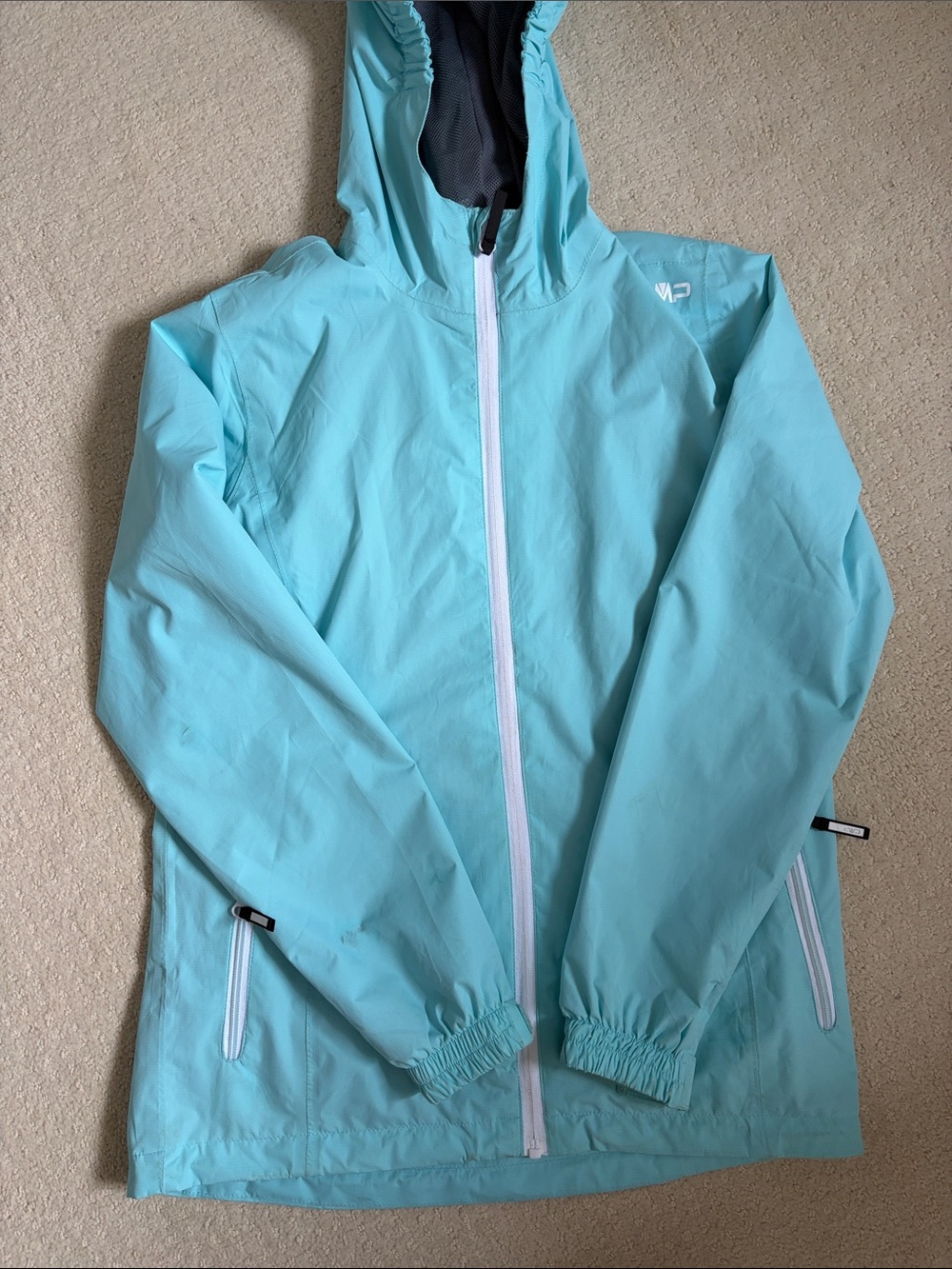 Aqua Blue Hooded Rain Jacket
